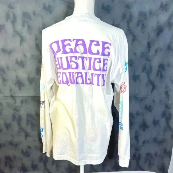 Obey Peace Justice Equality White Long Sleeved T Shirt Size M - Picture 4 of 7